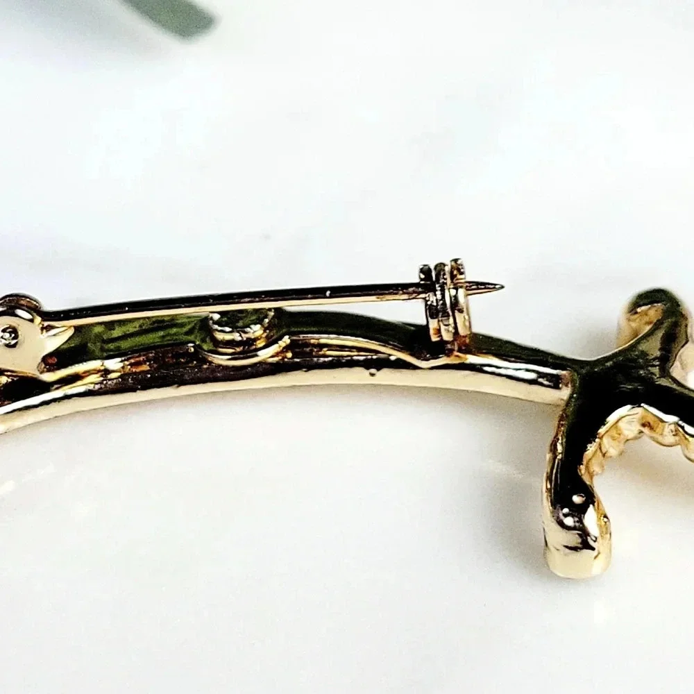 Vintage Gerry's Sword Brooch Pin Signed Rhinesone Cutlas Handle Goldtone…